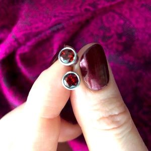 Blue Nile Silver Garnet Earrings  - 14k Gold Post